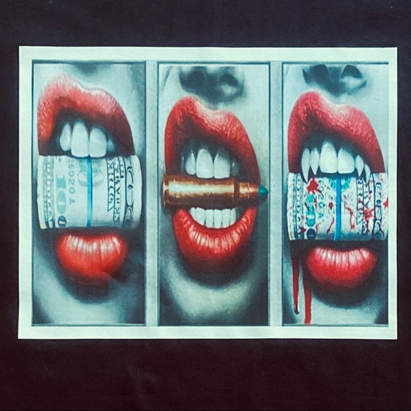 New Unisex tee “ Lips, bullet, money, lips” 👄 💵 - Picture 5 of 6